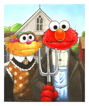 Grant Wood_American Gothic_Sesame Street Muppets_Parody